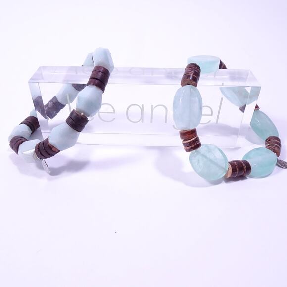 Neiman Marcus Lee Angel Seafoan Resin Wood Link Stackable Bracelet NWT 210 - Picture 6 of 10